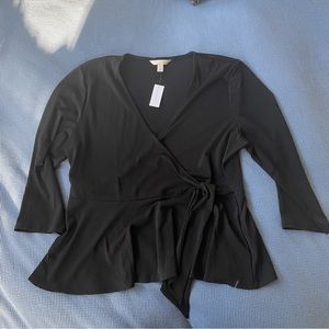 Banana Republic Wrap Peplum Top with 3/4 Sleeves - Size XL